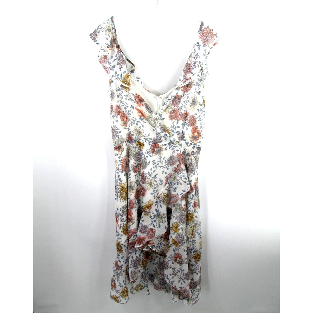 J.O.A. Just One Answer White Floral Midi Cottagecore Dress Women Med Boho Flowy